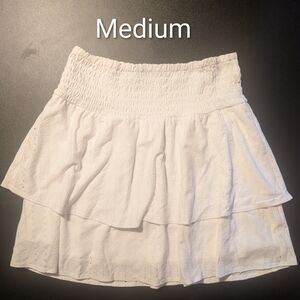 Chic White Layered Skater Skirt